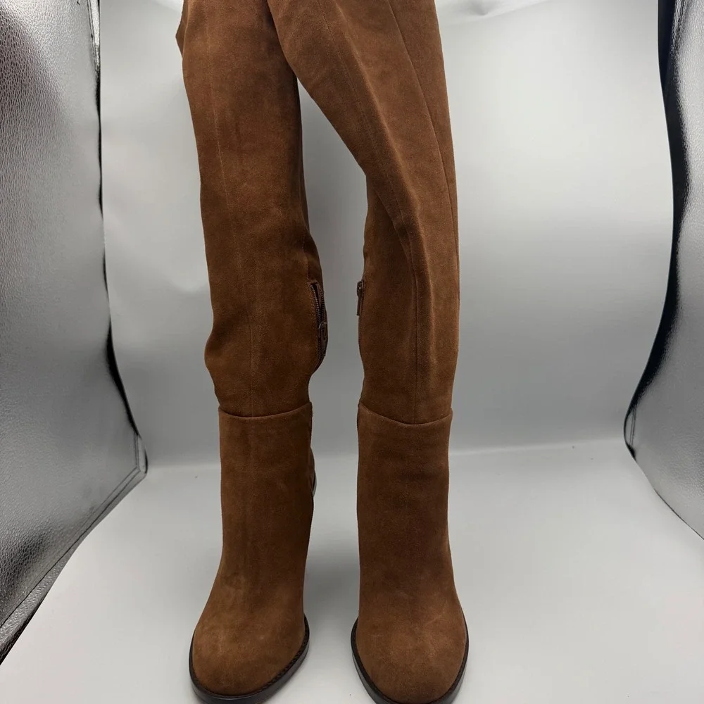 Gianni Bini Brown Suede Over The Knee Block Heel Boots Size 7M